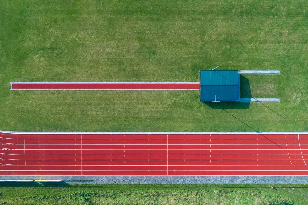 Aerial Sports Track by Bernardine de Laat — canvas wall art