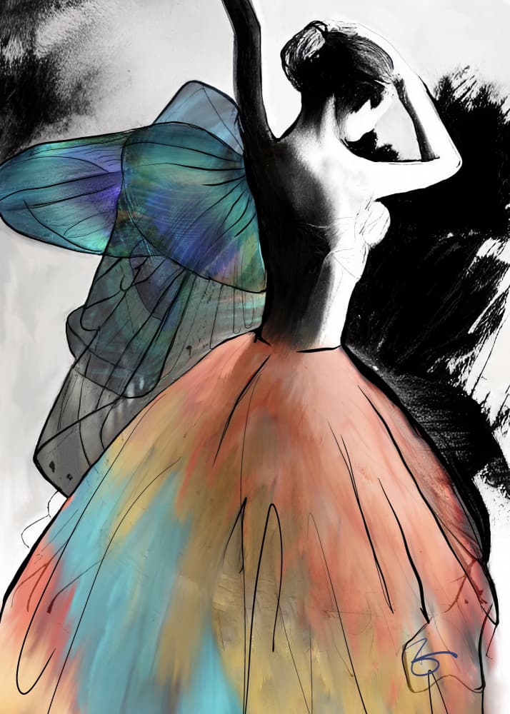 Graceful Dancer Sketch by Ruth Day — canvas wall art