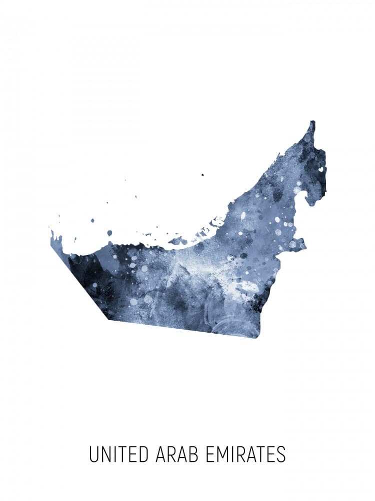 United Arab Emirates Watercolor Map by Michael Tompsett — canvas wall art