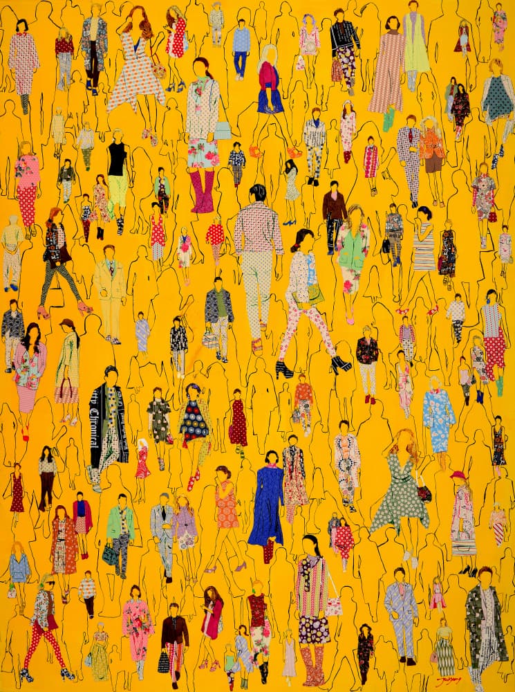 Yellow Fashionable Crowd by Jukyong Park — canvas wall art