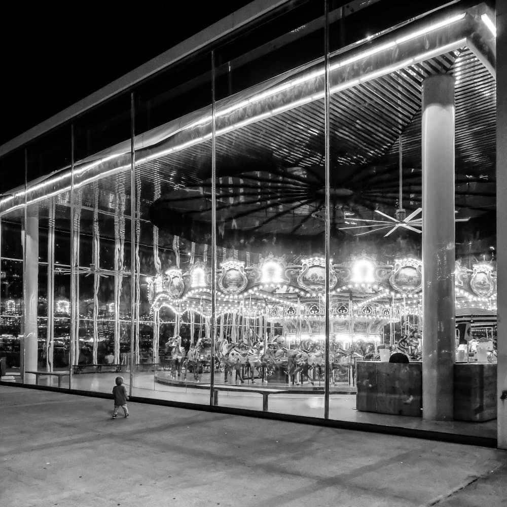 Night Carousel Reflections by Robert Bolton — canvas wall art