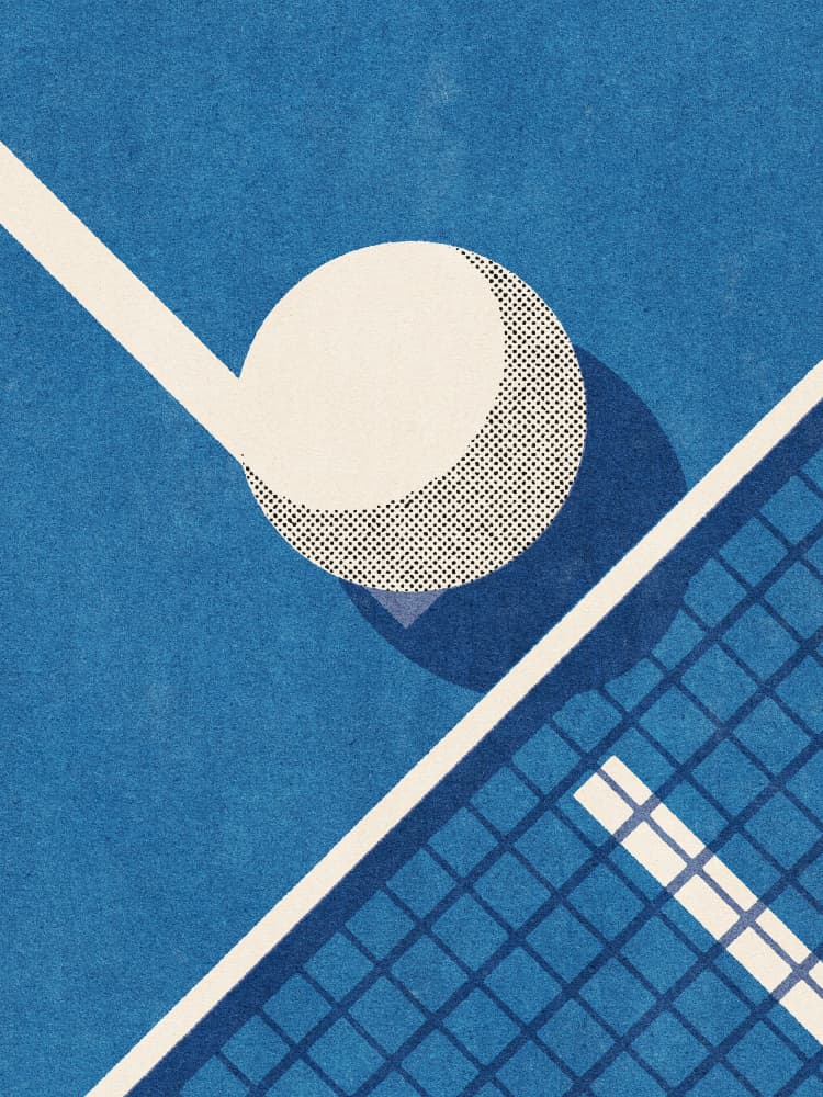 Blue Court Tennis Match by Daniel Coulmann — canvas wall art