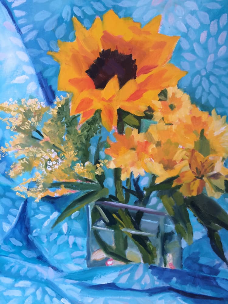 Sunny Sunflower Bouquet by Maxine Shore — canvas wall art