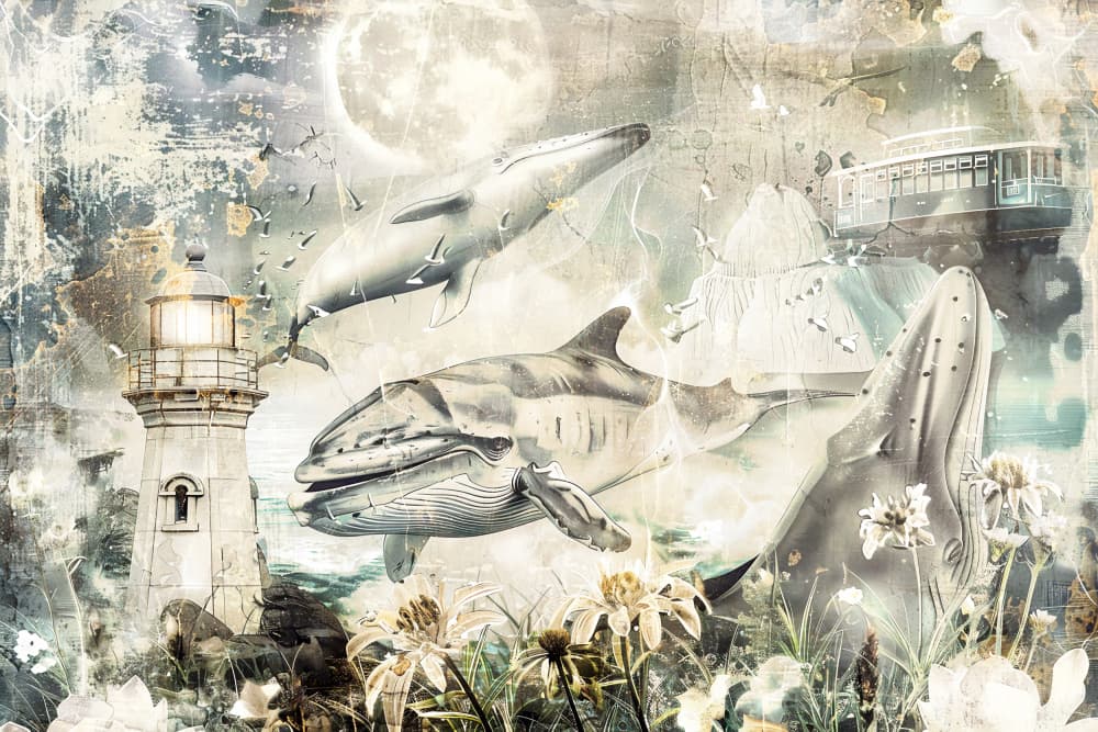 Moonlit Whale Dreamscape by Rafal Kulik — canvas wall art