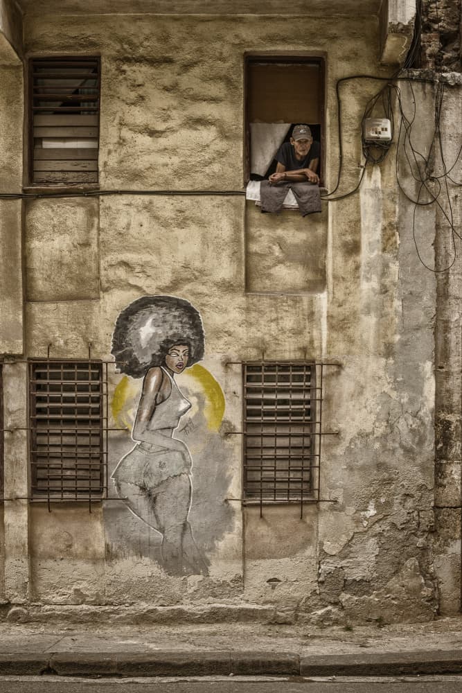 Afro Woman Mural Gaze by Pavol Stranak — canvas wall art