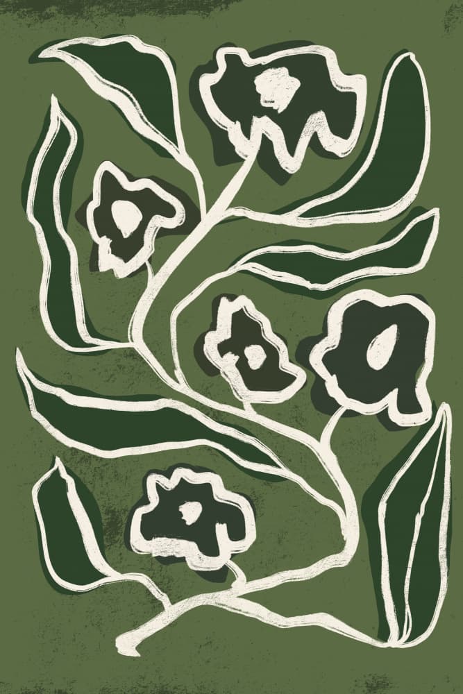 Modern Green Flowers by Treechild — canvas wall art