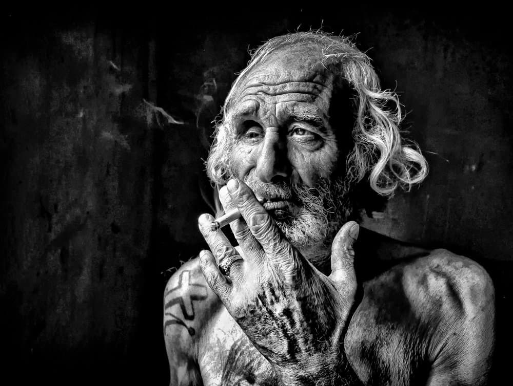 Smoking Man Portrait by Gilcan Mete — canvas wall art