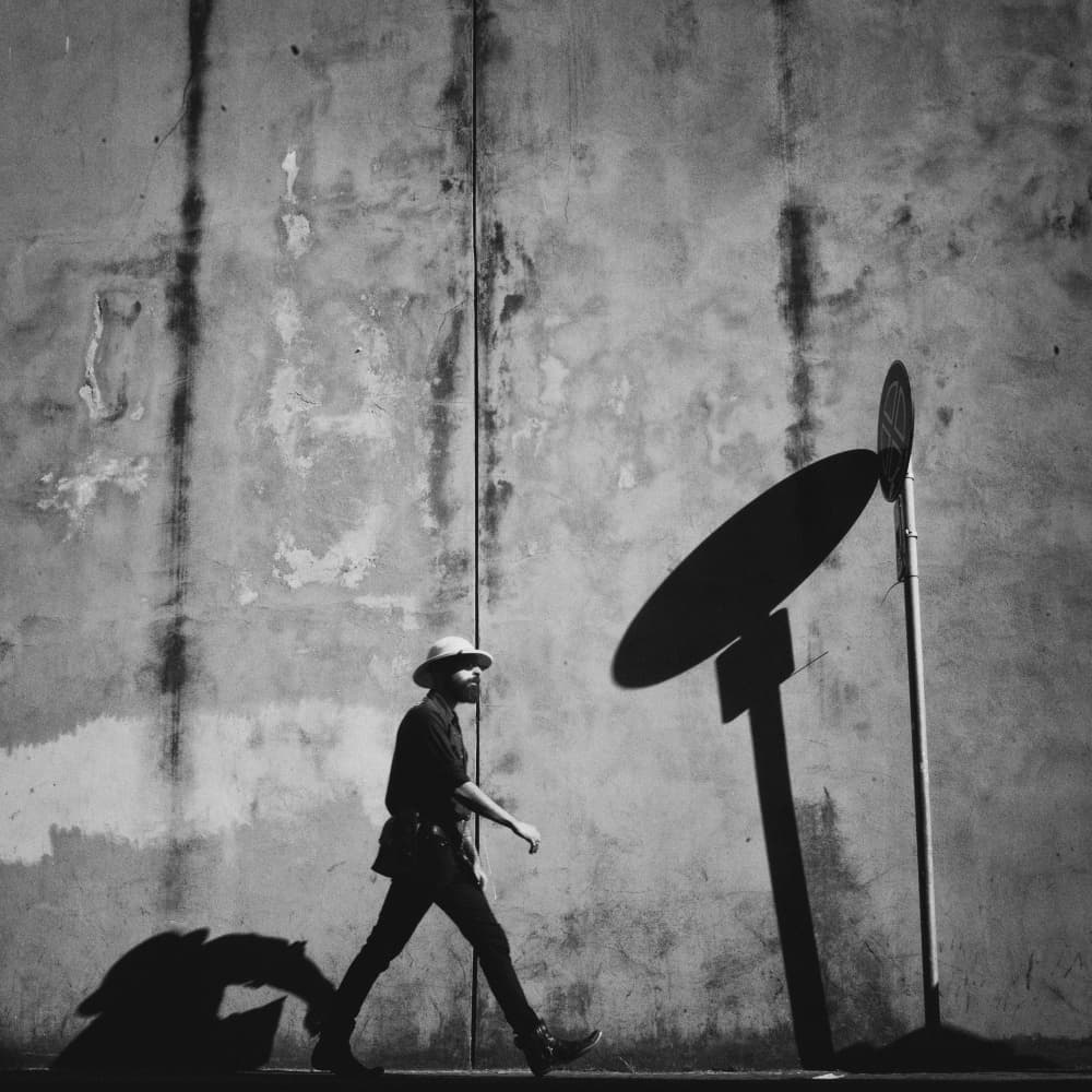 Man and Long Shadow by Selaru Ovidiu — canvas wall art