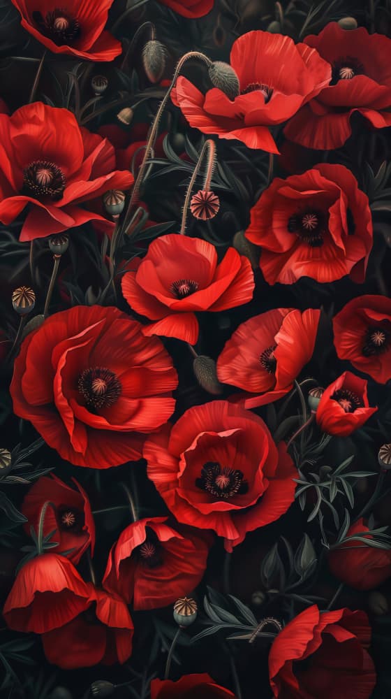 Vibrant Red Poppies by Bilge Paksoylu — canvas wall art