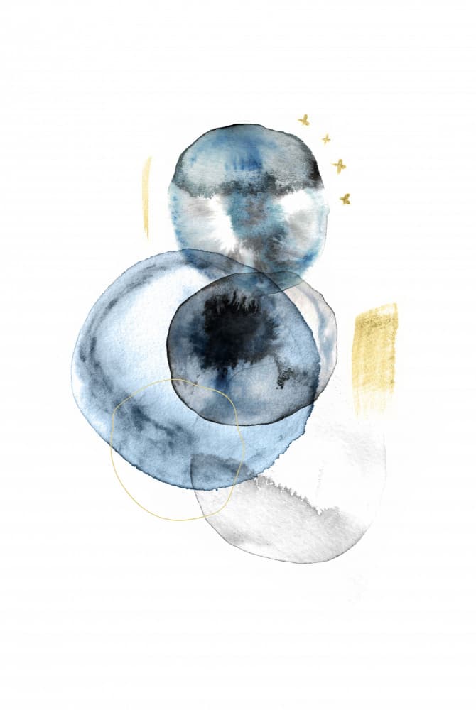 Elegant Blue Gold Shapes by Fabiana Silveira — canvas wall art