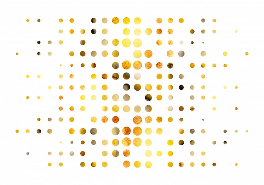 Golden Fading Dots by Fabiana Silveira — canvas wall art