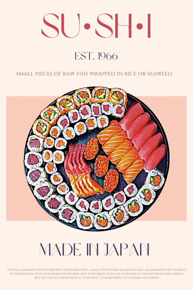 Japanese Sushi Feast by Nazma Khokhar — canvas wall art