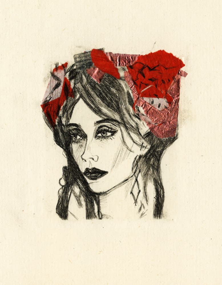 Expressive Red Portrait by Ute Rathmann — canvas wall art