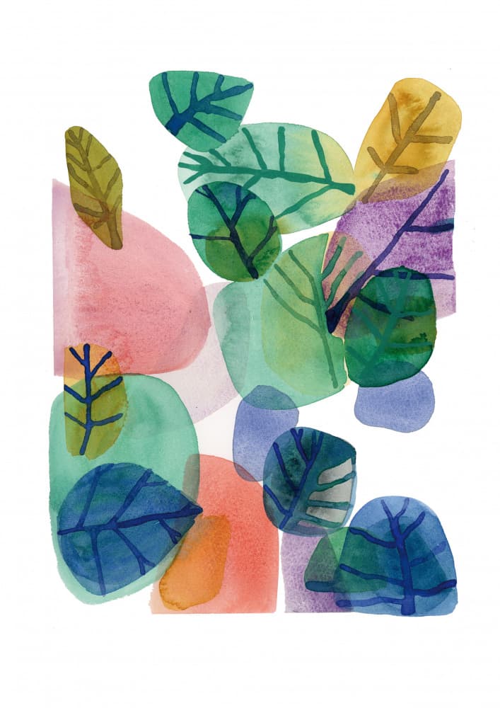 Abstract Watercolor Leaves by Louise van Terheijden — canvas wall art