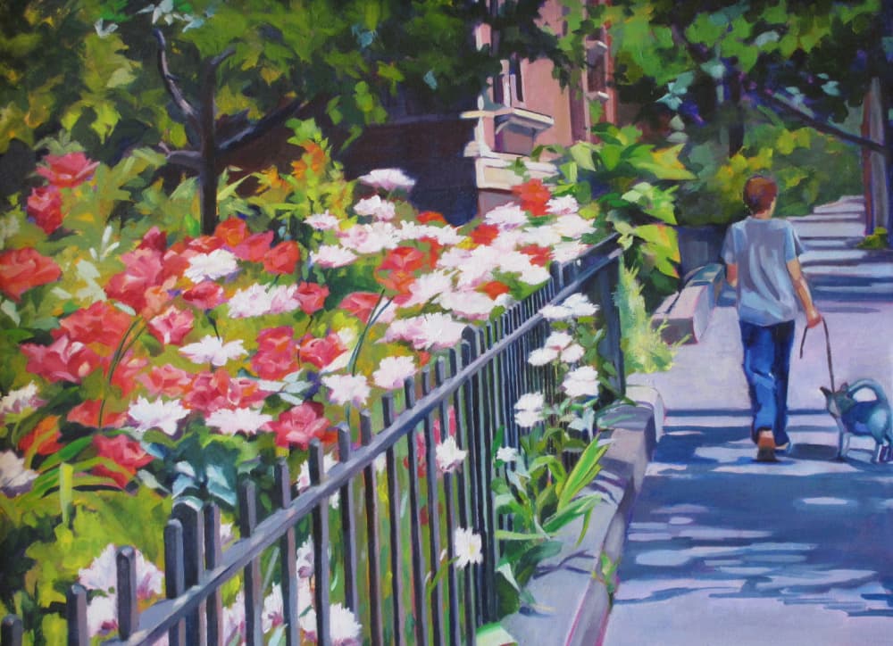 Sunny Garden Stroll by Maxine Shore — canvas wall art