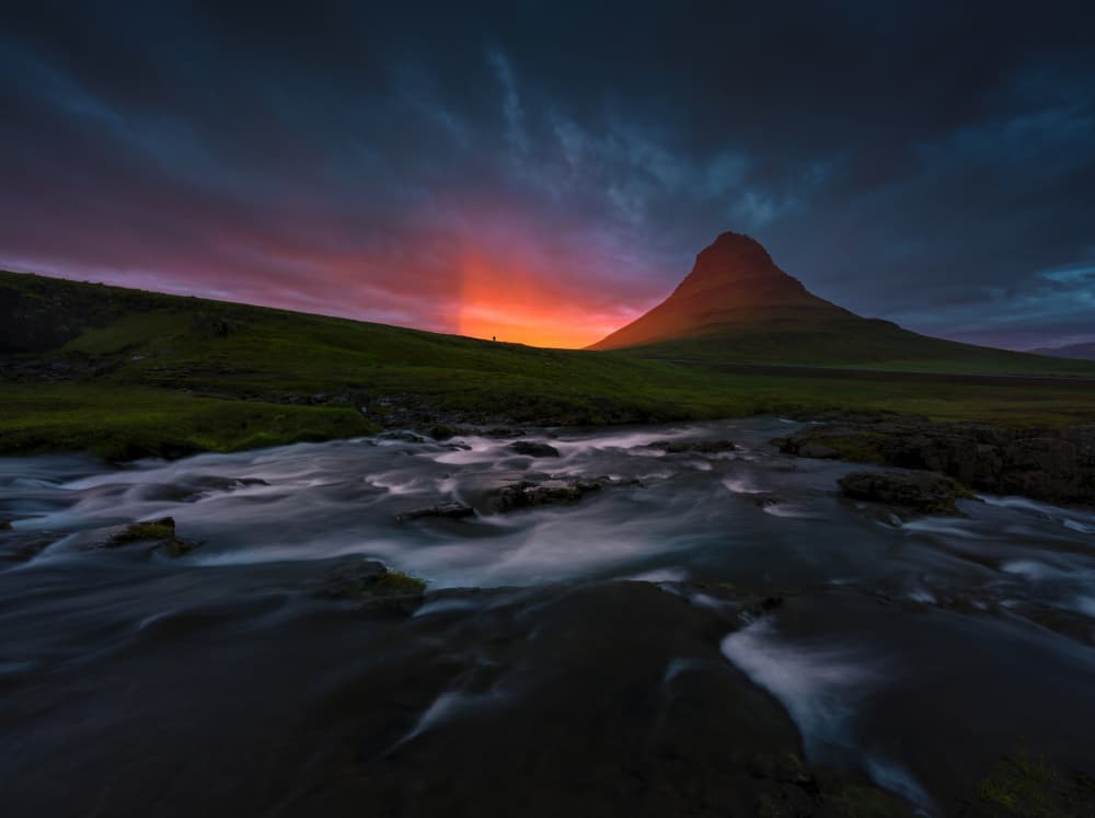 Vibrant Mountain River Sunset by Aidong Ning — canvas wall art