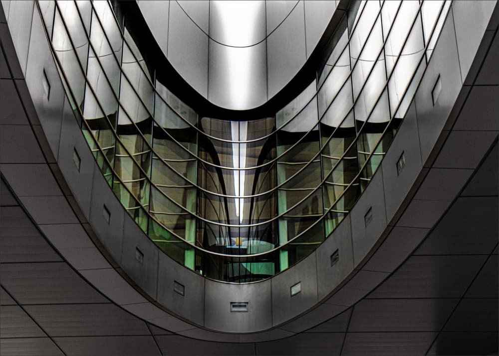 Architectural Curves And Reflections by Gilbert Claes — canvas wall art