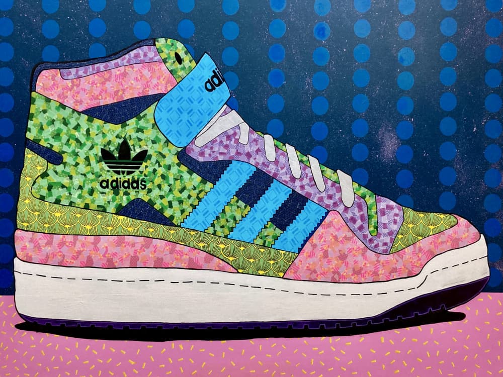 Colorful Retro Sneaker by David Galan — canvas wall art