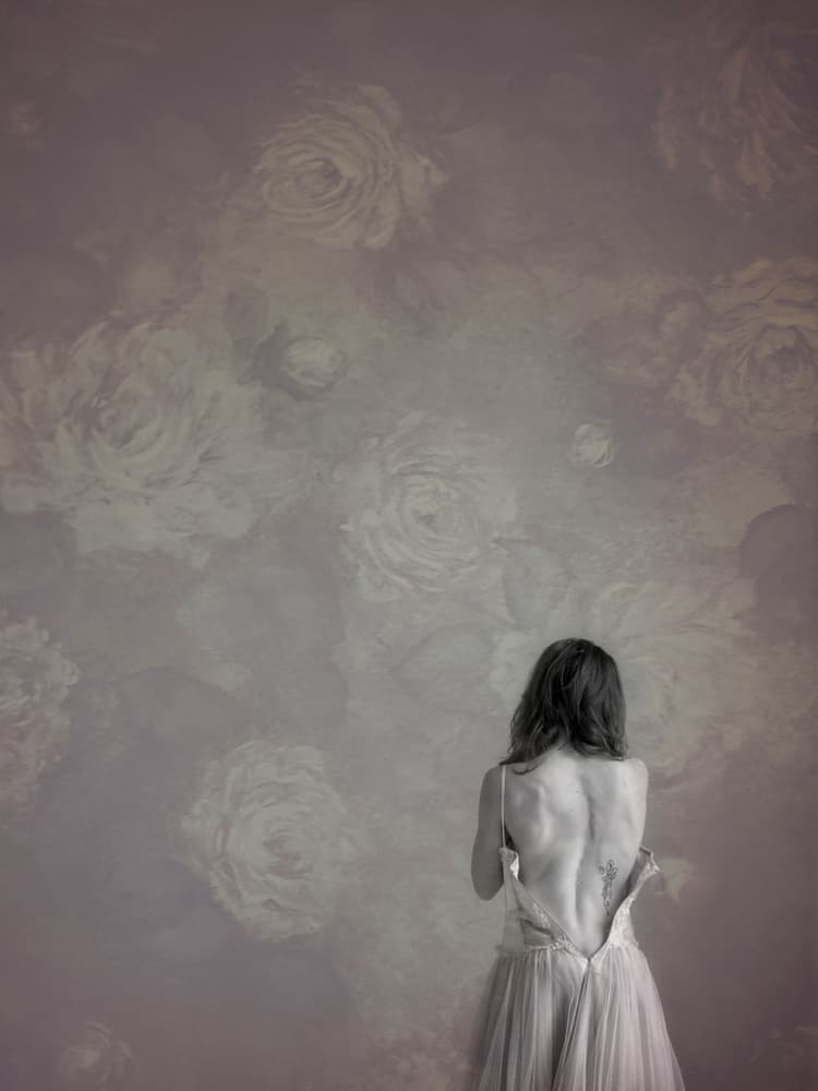 Woman's Back and Roses by Michael Groenewald — canvas wall art