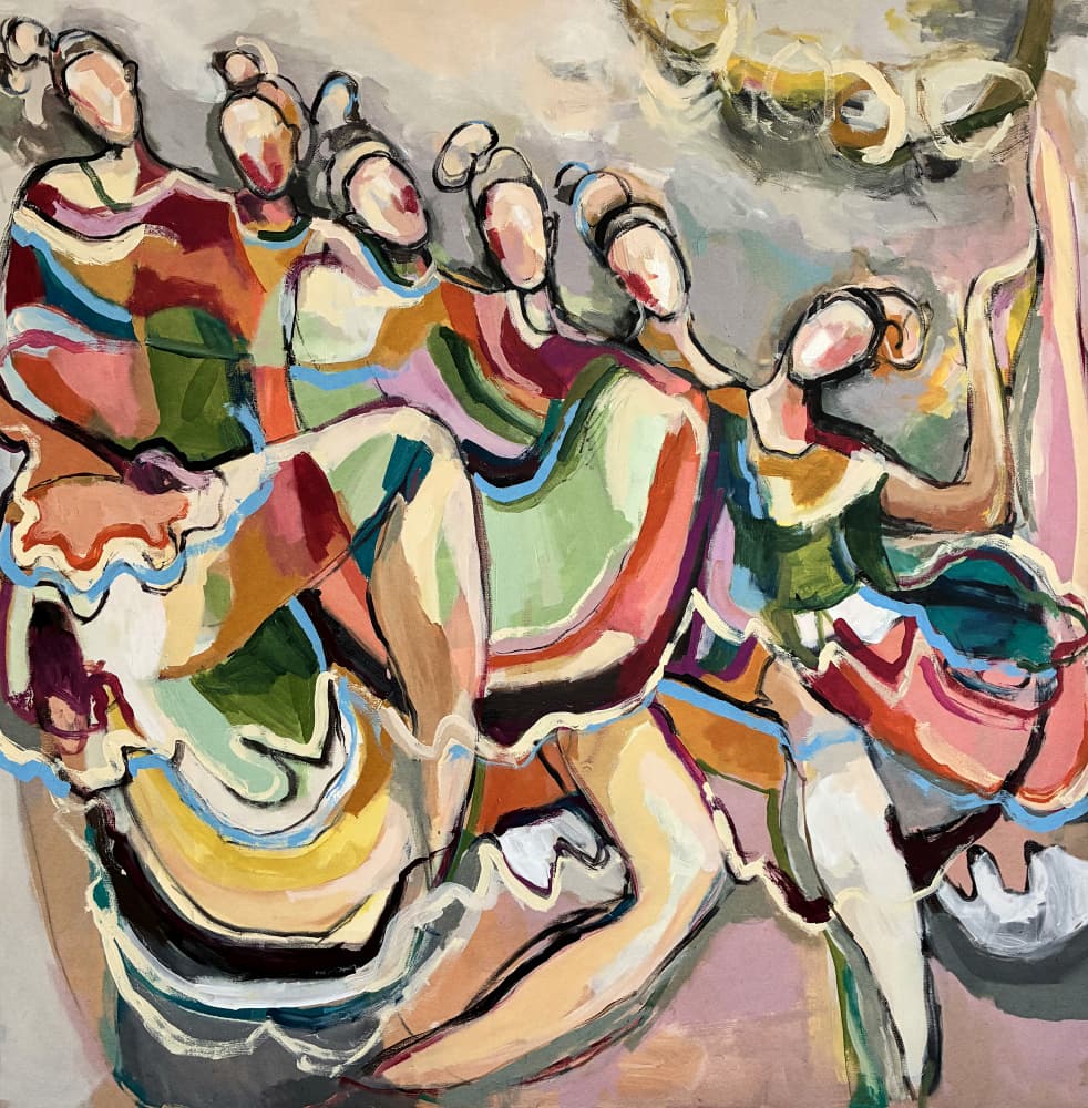 Vibrant Group Dance by Magdalena  Krzak — canvas wall art