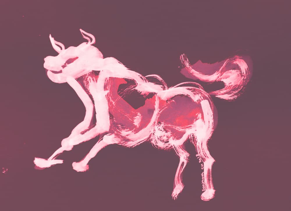 Crimson Bull Spirit by Santhosh ch — canvas wall art