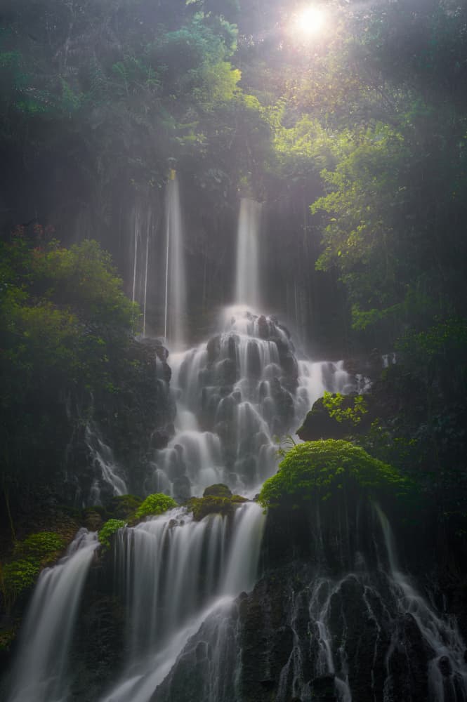 Tropical Waterfall Glow by SANDEEP MATHUR — canvas wall art