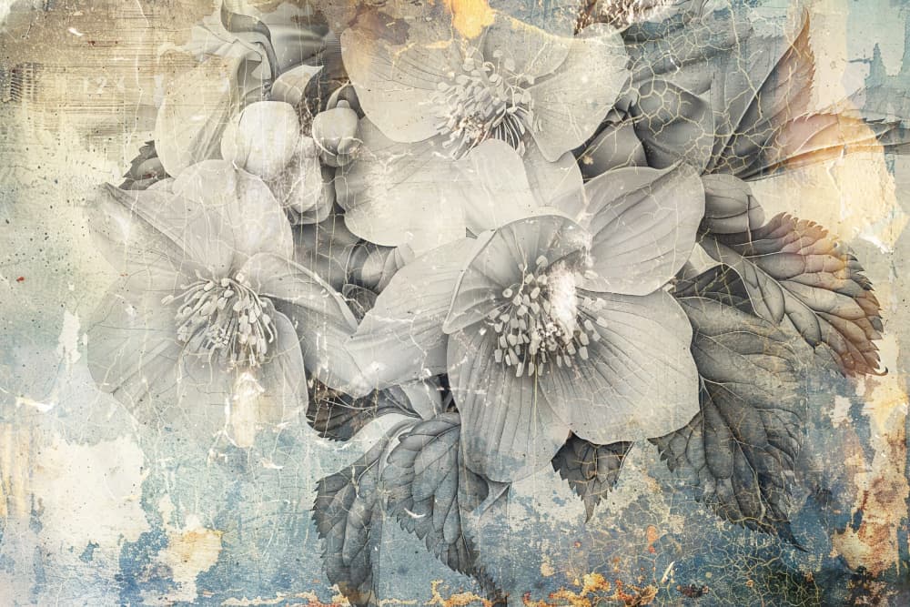 Distressed Vintage Flowers by Rafal Kulik — canvas wall art