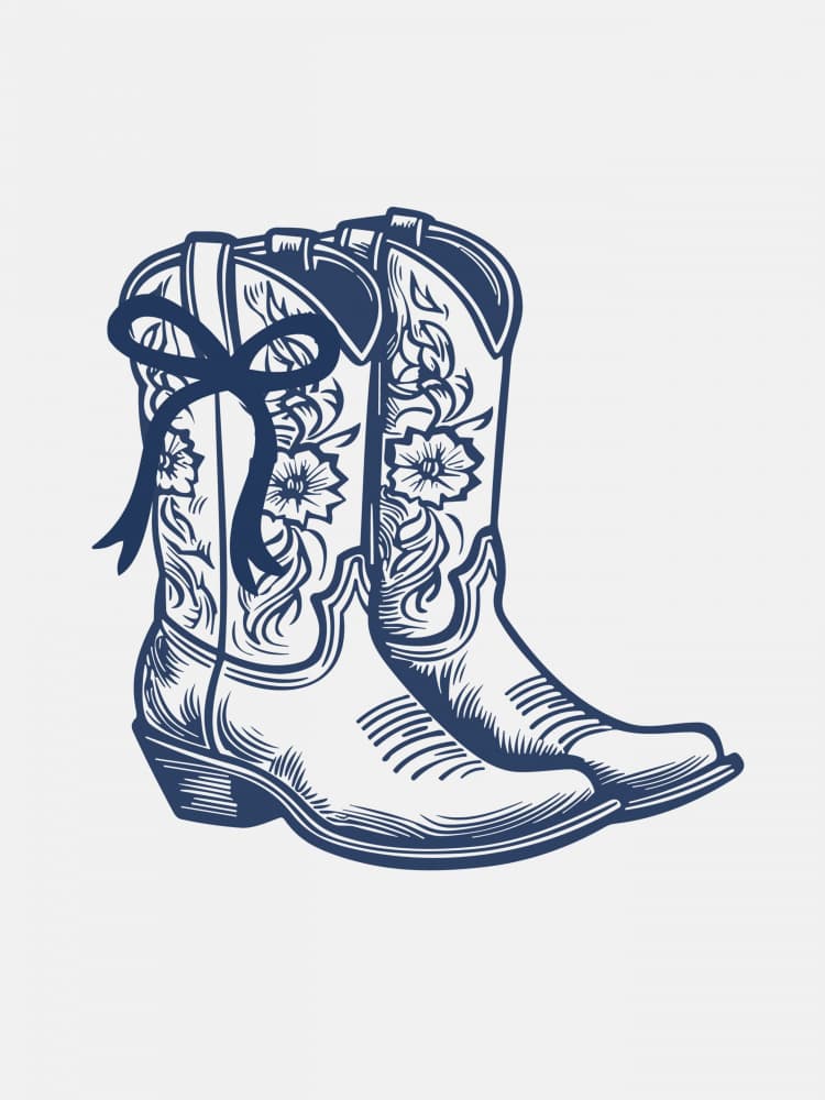 Floral Cowboy Boots with Bow by Jolly and Dash — canvas wall art