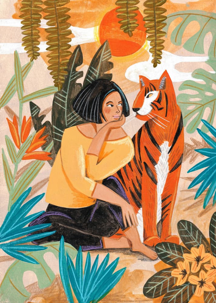 Woman with Tiger by Caroline Bonne Müller — canvas wall art