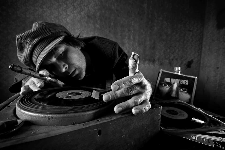 Cigar and Vinyl Obsession by mario grobenski - psychodaddy — canvas wall art