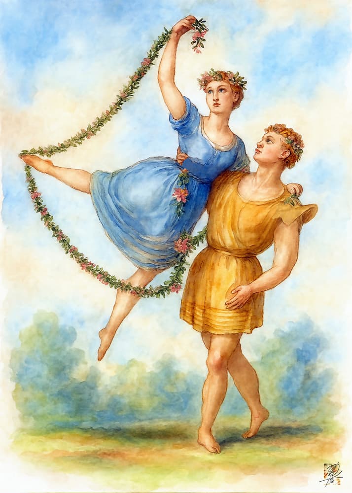 Dancing Spring Couple by Osvaldo Russo — canvas wall art