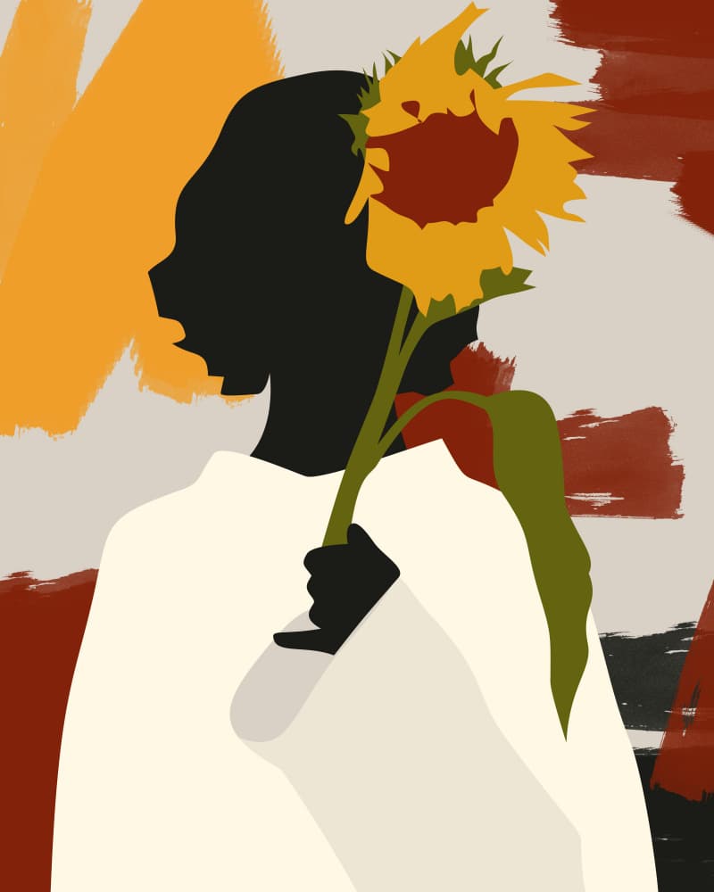 Golden Sunflower Woman by Kintsugi99 — canvas wall art