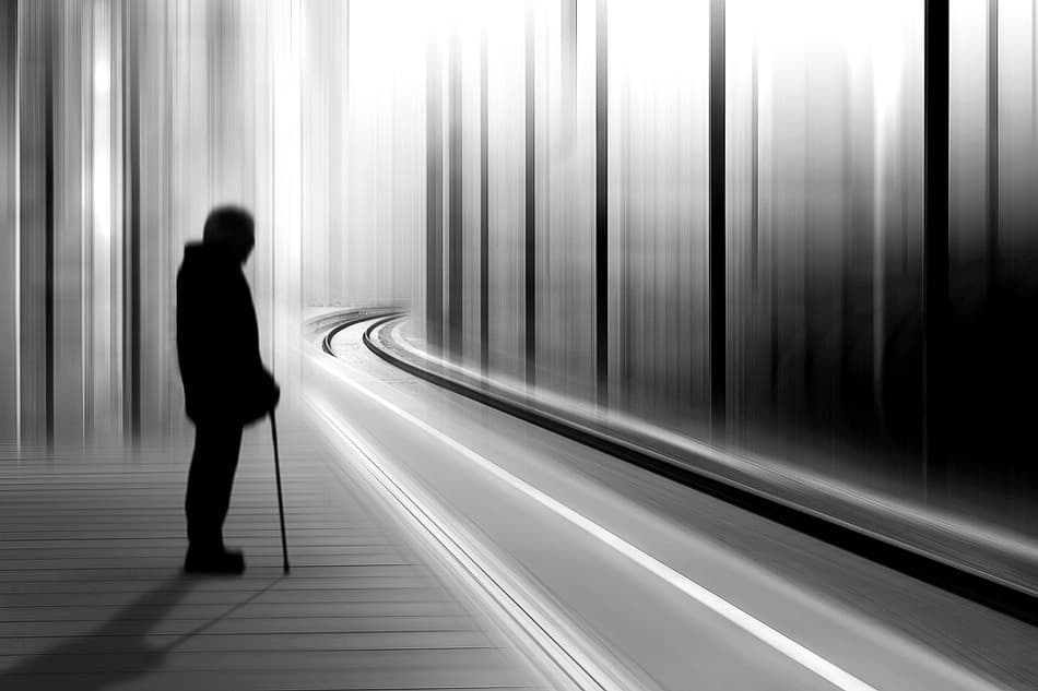 Old Man's Blurred Journey by Tanja Ghirardini — canvas wall art