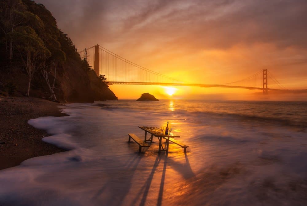 Golden Gate Sunset Picnic by Dianne Mao — canvas wall art
