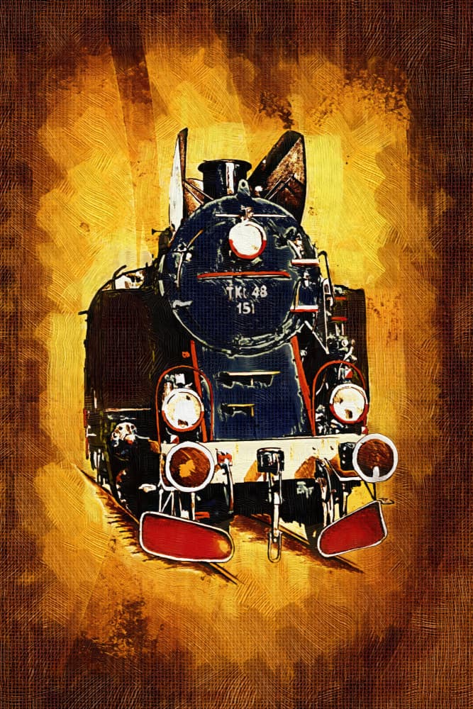 Powerful Blue Locomotive by Rafal Kulik — canvas wall art