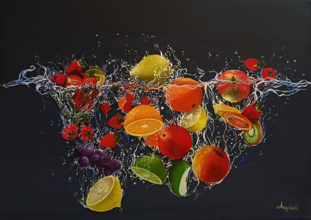 Vibrant Fruit Splash by Anna Rita Angiolelli — canvas wall art