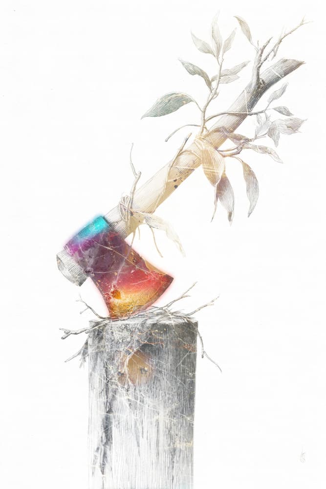 Colorful Axe Growth by Rafal Kulik — canvas wall art