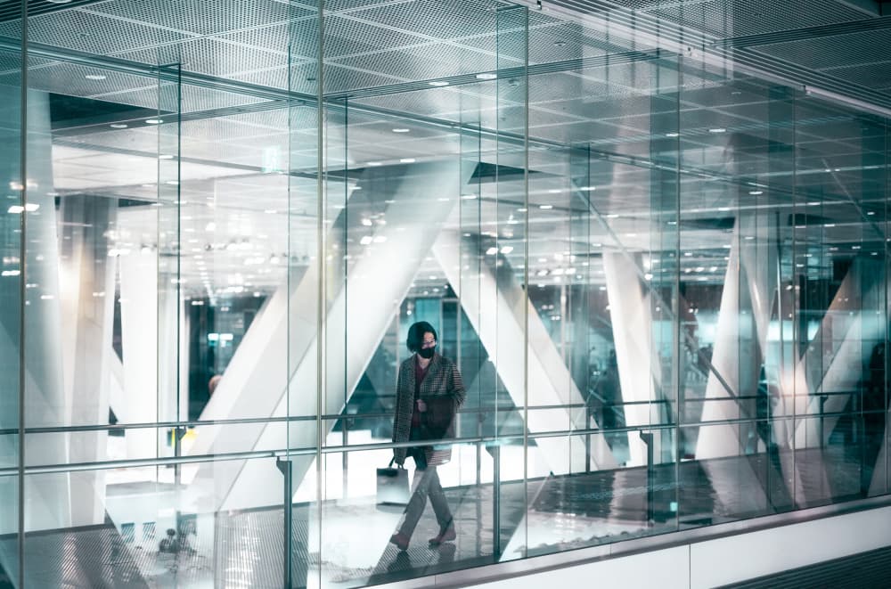 Solo Walk Through Modern Glass by Yuzo Fujii — canvas wall art