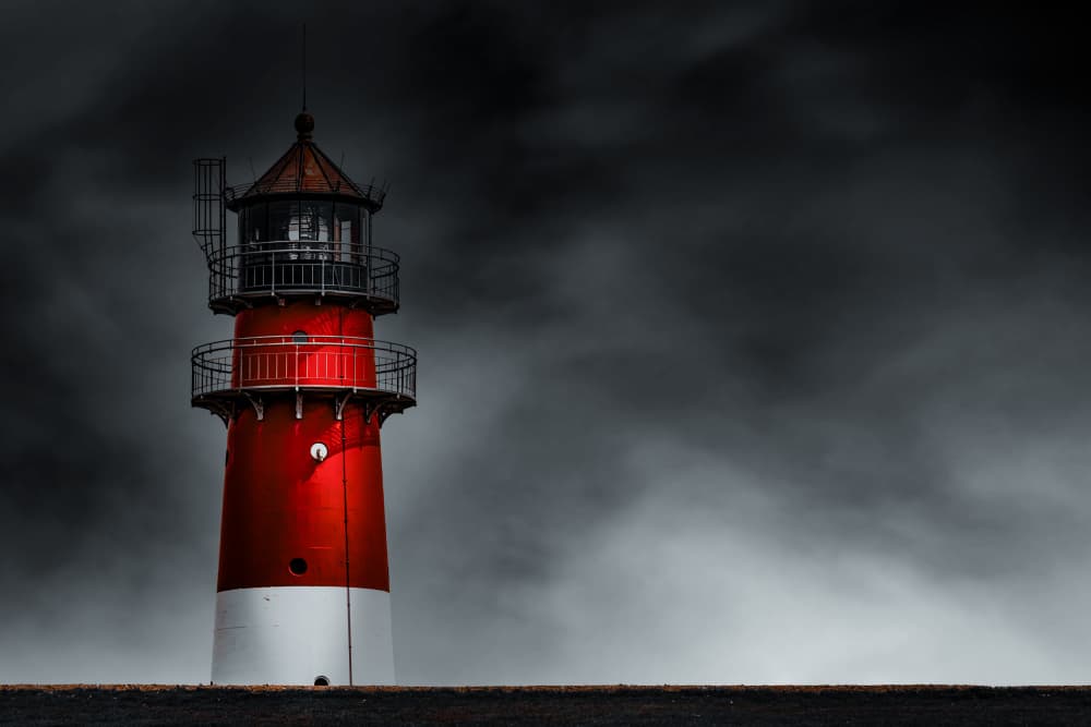 Dramatic Red Lighthouse by Jürgen Muß — canvas wall art