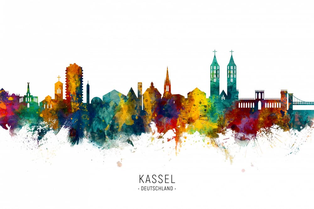 Vibrant Kassel Cityscape by Michael Tompsett — canvas wall art