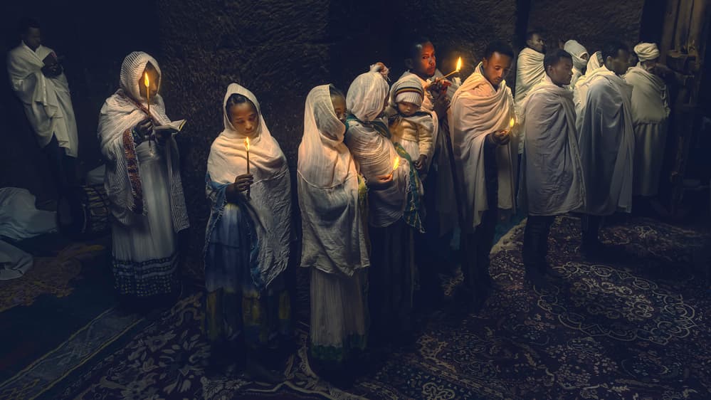 Candlelit Ethiopian Worship by Roberto Rivera — canvas wall art