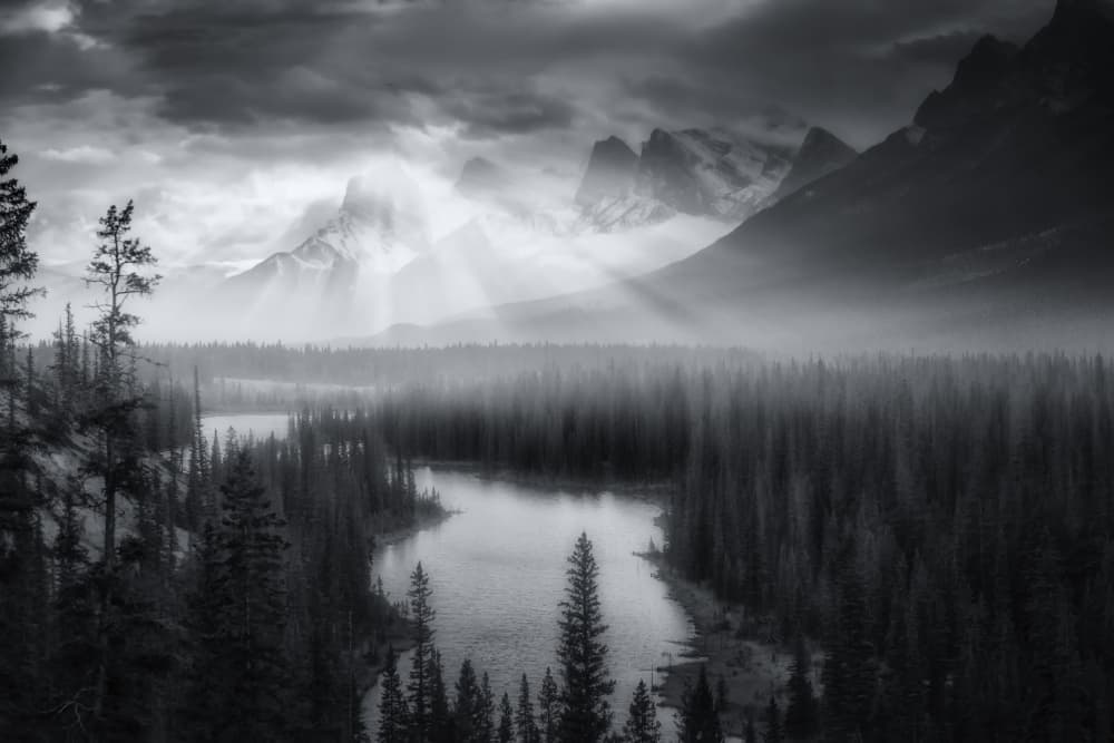 Light Rays Over Mountains by David Martin Castan — canvas wall art