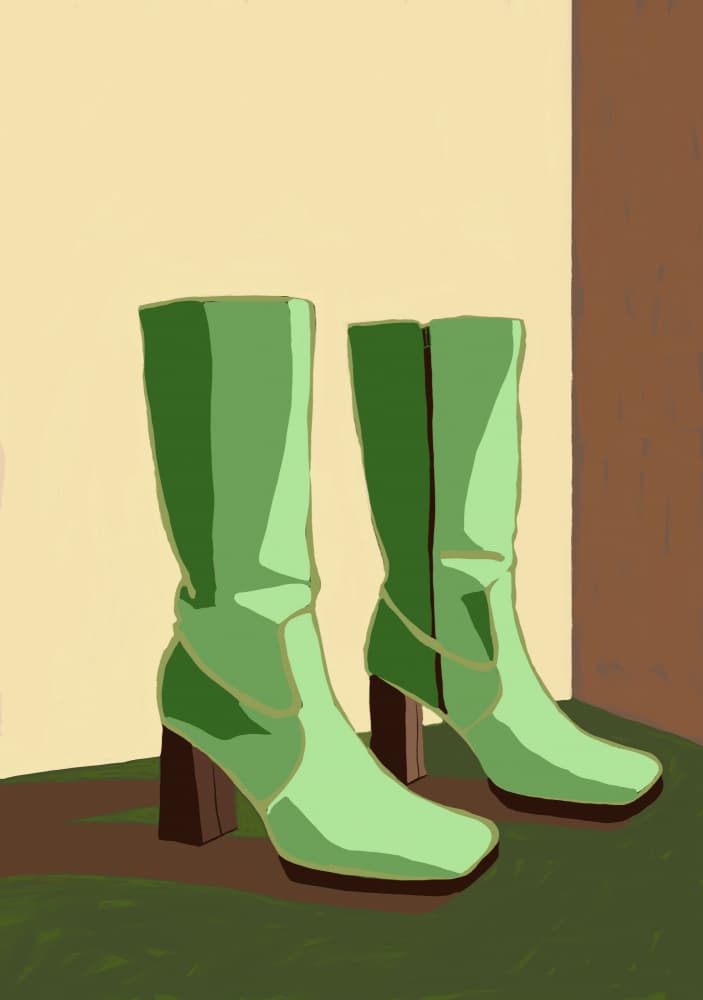 Retro Green Boots by Sharyn Bursic — canvas wall art