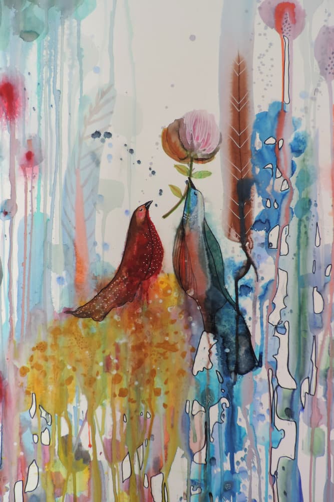 Whimsical Birds Blossom by Sylvie Demers — canvas wall art