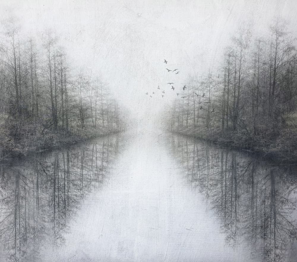 Misty River Reflection by Yvette Depaepe — canvas wall art