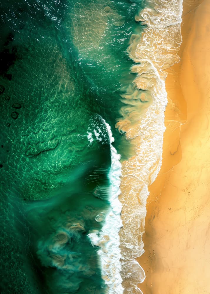 Golden Beach Waves by Justyna Jaszke — canvas wall art