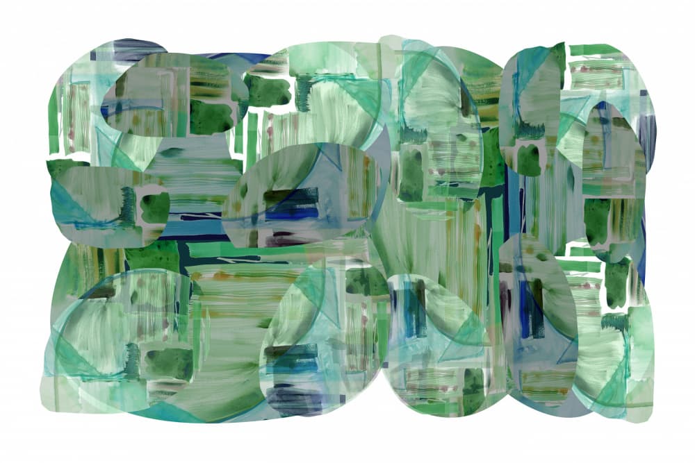 Green Blue Layers by cartissi — canvas wall art