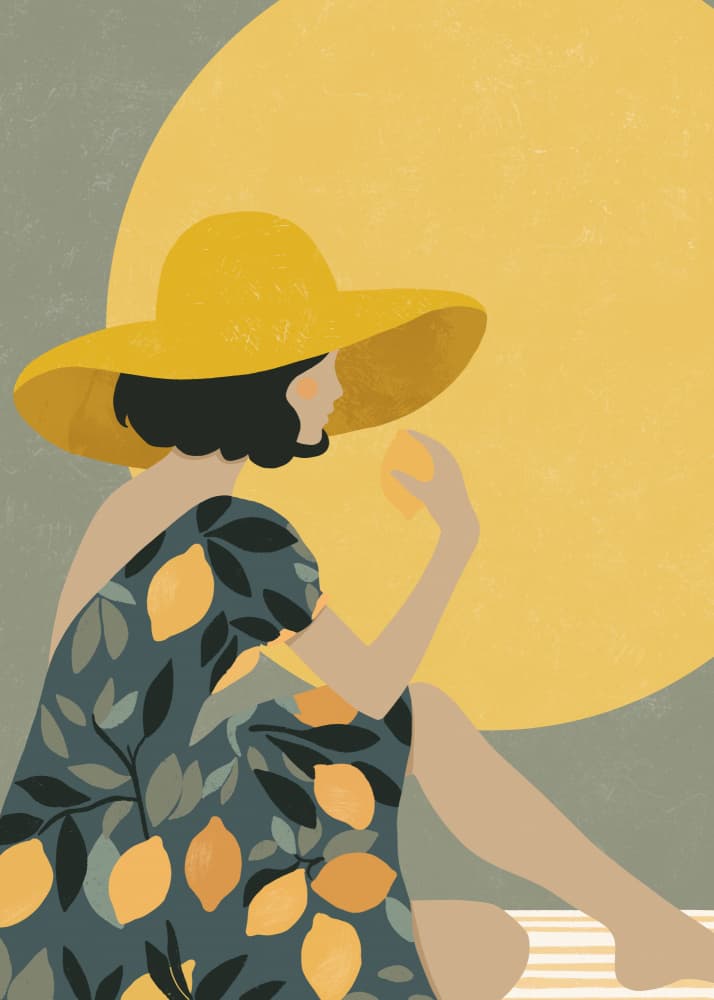 Summer Lemon Woman by Katarzyna Gąsiorowska — canvas wall art