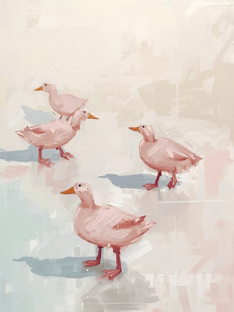 Soft Pink Ducks by Ohkimiko — canvas wall art