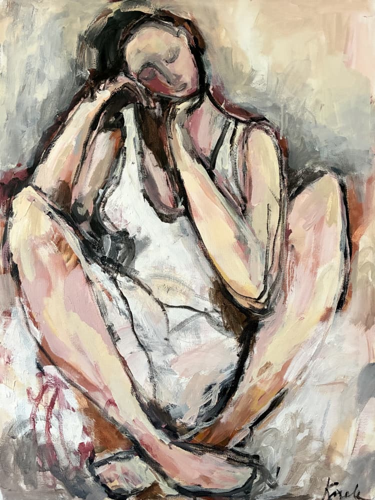 Pensive Seated Woman by Magdalena Krzak — canvas wall art